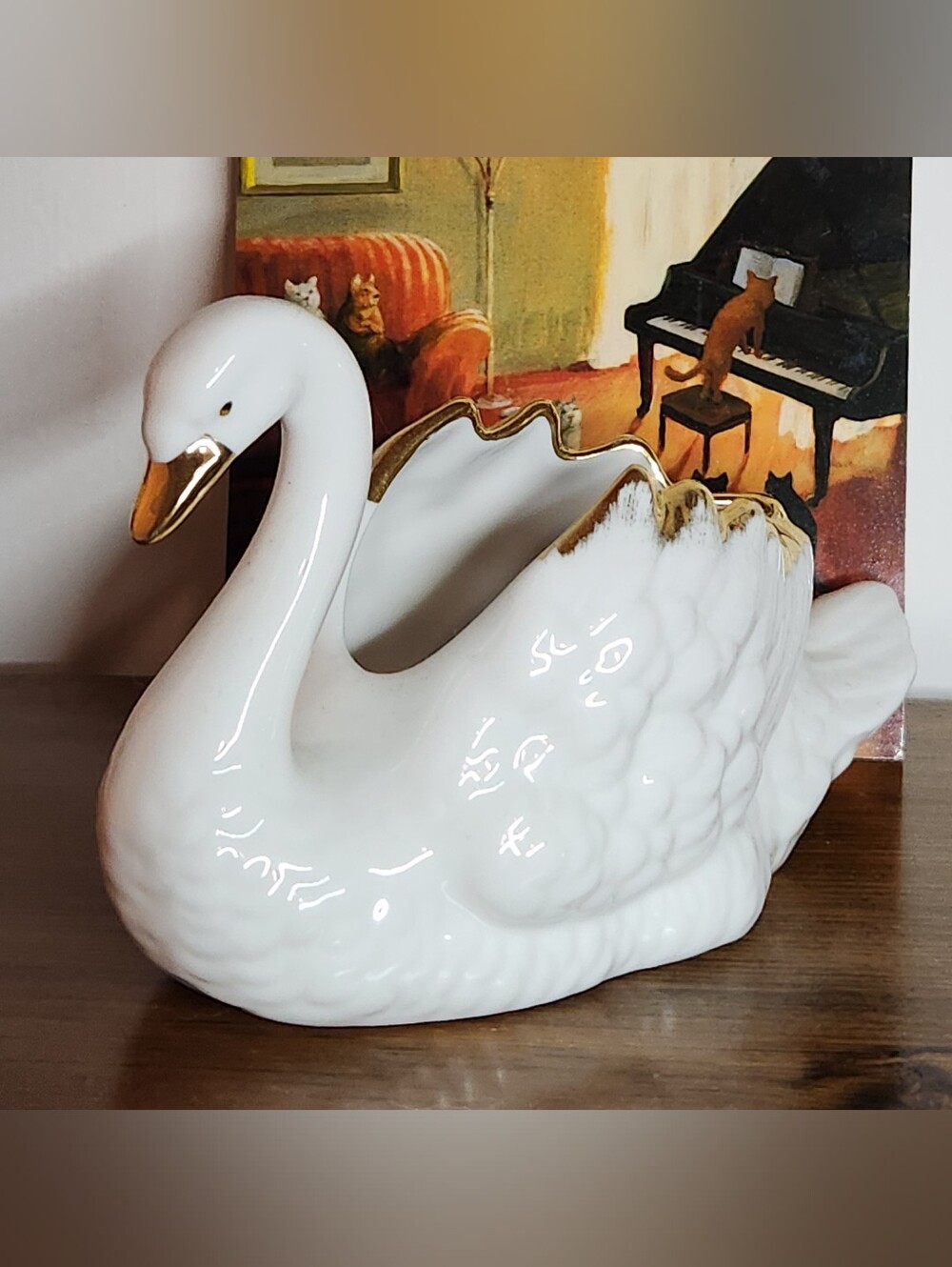 Vintage Porcelain White Swan Planter Bowl Trinket Germany Wagner & Apel